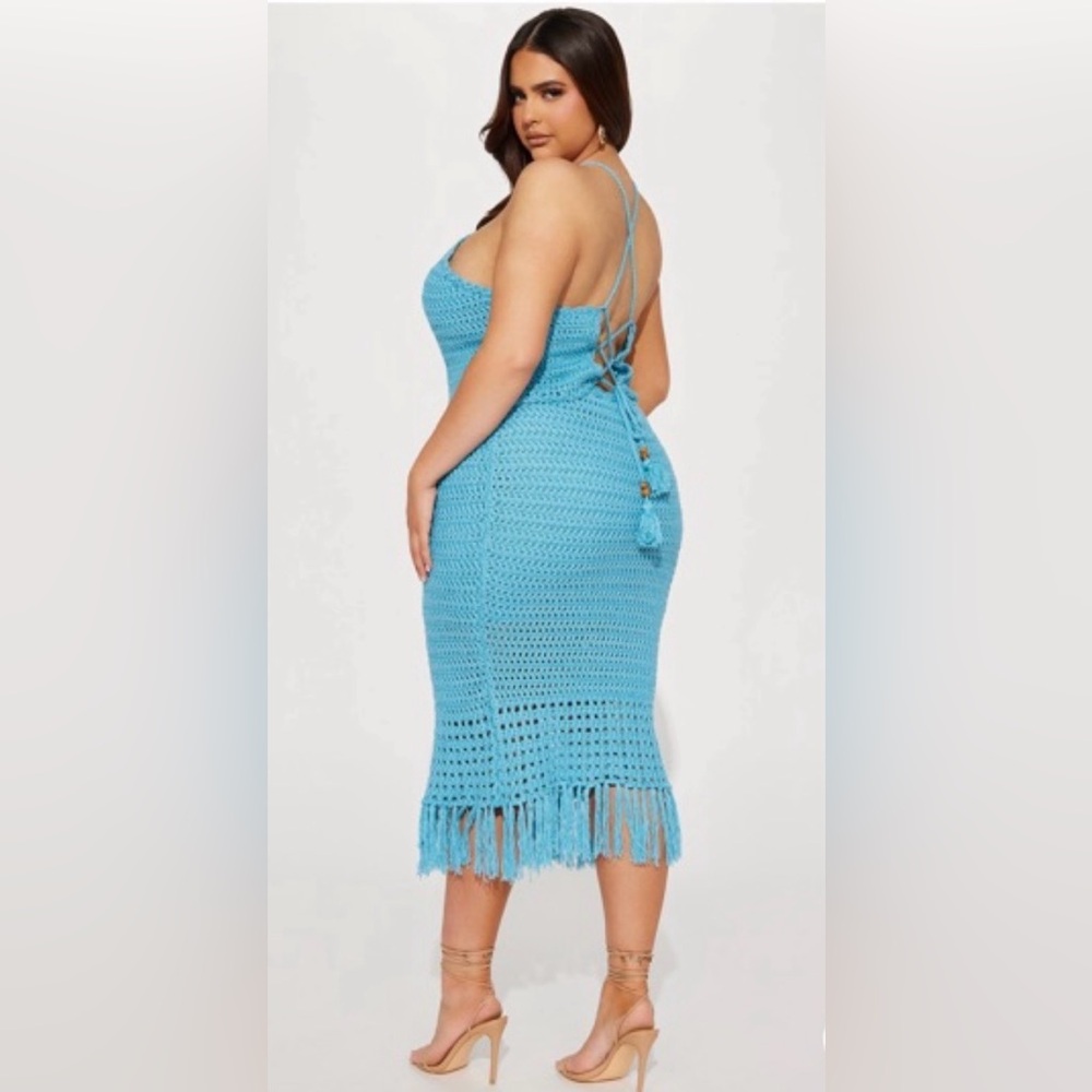 Elegant Blue Crochet Dress